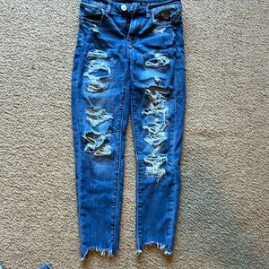 High rise jegging crop destroyed